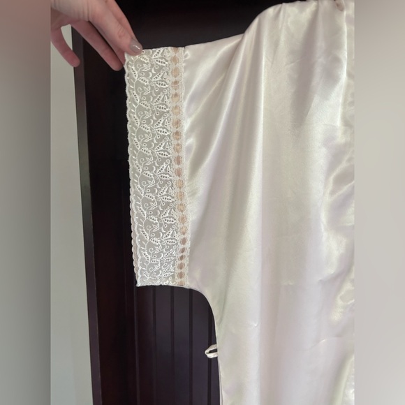 VINTAGE VAL MODE 90s Satin Lace Trim Kimono Layer Fairy Coquette Bridal Size S - Picture 4 of 16